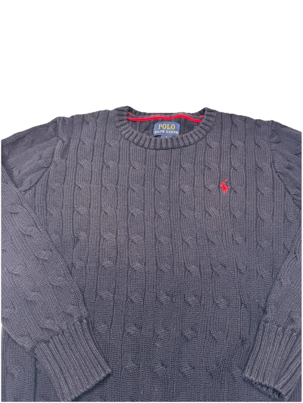 Polo Ralph Lauren Cable Knit Boys Sweater Sz 7 Preppy Modern Kids Red Pony Logo
